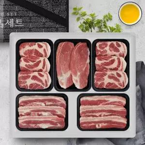 [인정푸드][냉장][보성녹돈] 한돈 실속구이선물세트 2kg(삼겹살2팩+목살2팩+앞다리살1팩) 팩당400g