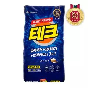 [엘지생활건강]테크 3in1 분말세제 세탁세제 일반드럼 겸용 리필 6KG