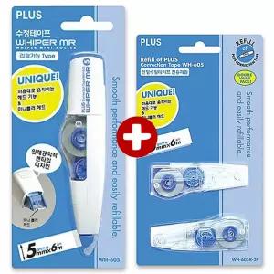 플러스 WH-605 수정테이프+리필(R) 세트 화이트 wh605 본체+리필 MB