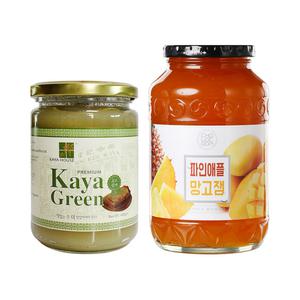 초록원 파인애플망고잼 1kg +카야하우스 카야잼 그린 400g (토스트쨈)