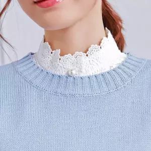 베니루 여성 프릴 차이나 넥케이프 레이스 페이크카라