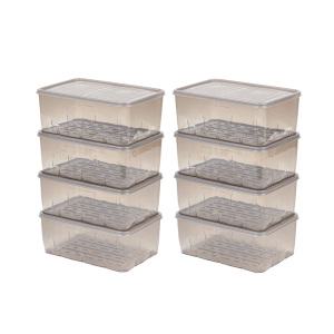 땡스소윤 냉동실 밀폐용기 5호 1300ml 8개세트 투명그레이