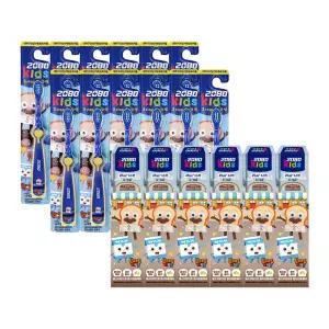 2080 키즈 3스텝 칫솔, 브레드이발소, 블루, 12개 + 소다버블 치약, 브레드이발소, 80g, 6개