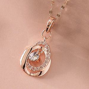 14K 18K 스와로브스키 크리스탈 목걸이 45cm 비앙카 여성 패션 핑크골드 금목걸이