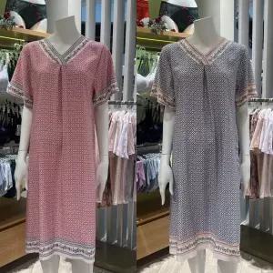 [비너스](의정부점)인견 기하 보더나염 여성 홈웨어 원피스(VEV3843L)