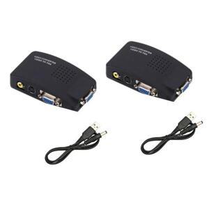 2X AV to VGA 어댑터 RCA VGA 컨버터 PC RCA 컴포지트 S비디오 AV 입력 to PC VGA LCD 출력 컨버터 스위치