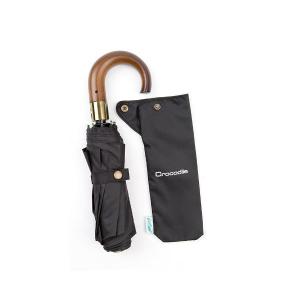 크로커다일 모던브로 10K 3단 우드커브 전자동 우산 제트블랙, 1개