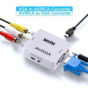 VGA to AV 컨버터 VGA to RCA AV to VGA 컨버터 RCA 어댑터 35mm 오디오 케이블 포함 TV 박스 PC 1080P CVB