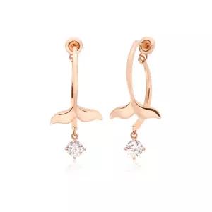 [비앤비골드] 18K 고래꼬리 큐빅 딸랑이 침귀걸이 한쌍 PNE37606