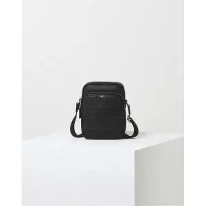 [롯데백화점]닥스 액세서리 [닥스핸드백] 블랙 그리드패턴 가죽배색 나일론 크로스백 DBBA4F277