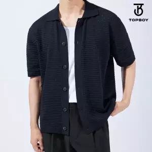 [탑보이]스카시 펀칭 카라 썸머 린넨 반팔 가디건 (TC033)