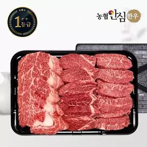[농협안심한우][바로배송][냉장]1++등급 한우 선물세트 채반 구이4호 1kg (등/안/부)