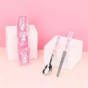 마이멜로디 올인원가벼운스텐수저 클리어케이스3P세트 이유식기 아동식기 수저케이스
