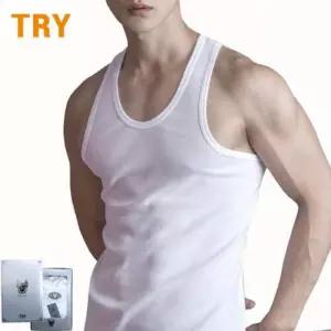 트라이 국산 100% 순면 60수 디럭스 남성 런닝 3매 민소매 남자 기본나시 메리야스