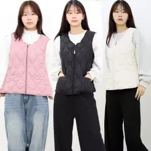 경량 누빔 패딩 지퍼조끼 베스트 빅사이즈 여성 패딩 집업조끼 겨울