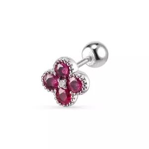 14k 럭키 클로버 루비 피어싱 랩 다이아몬드)