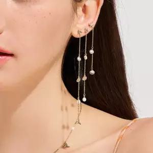 18k 모이사나이트 언더더씨 롱귀걸이_대