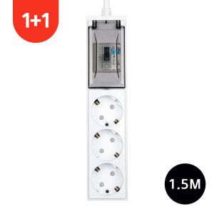 [1개+1개] 4000w 고용량 멀티탭 과부하차단 3구 1.5M
