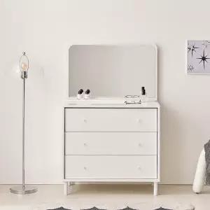 보루네오 마르체 폴라 E0자재 3단 서랍장 800+스탠딩 화장대 거울 BOW525C