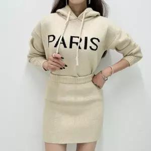 [금찌] 파리 후드 니트 스커트 세트 ST7125S