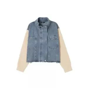 [갤러리아] LAP 니트 소매 배색 하이넥 데님자켓 AR1DZ220