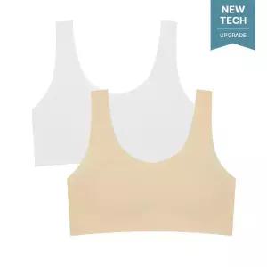 수아팜 주니어 1단계 에어 메쉬 프리컷 브라 2매_아이보리/스킨(도트퓨징.VER)