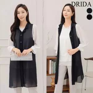 [엄마옷드리다] 여성 여름 카라 시스루 빅사이즈 정장 롱 베스트 40 50대 미시 중년여성 엄마옷.._P3674...