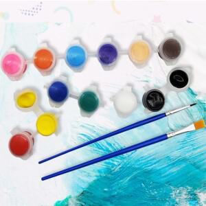 12색물감키트 KC인증 미니 아크릴 12색 물감+2개 붓 세트 미술재료
