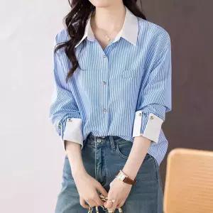 KARRA 버티컬라인배색블라우스_A5S0537