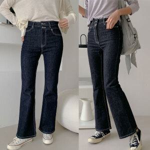 다올샵 여성 부츠컷 청바지 논페이드 골반뽕 밴드 딥블루 블랙