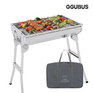 꾸버스 포터블 접이식 스텐 바베큐그릴 L + 전용가방 SET 숯불 직화 화로 펜션 업소 캠핑용