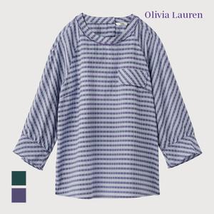 [올리비아로렌] 볼륨소매 체크 블라우스_VOCNL4M5336