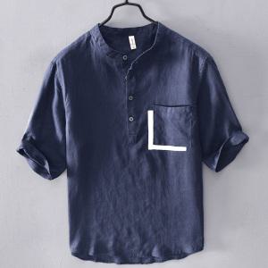 남성 반팔 티셔츠 여름 루즈핏 얇은 브이넥 캐주얼 면마 반팔셔츠