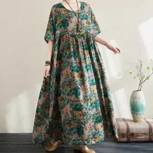 플라워 가든 빅사이즈 오버핏 데일리 여성 롱 원피스