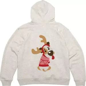 [하프클럽/]헤비후드집업 뒷면 루돌프복장 강아지 그림 옷 프린팅