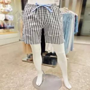 엘르이너웨어 블루 체크 면 여성 홈웨어 반바지 EDWEF311BU