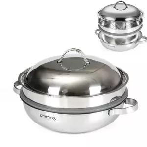 [키친아트] 프리미오3 인덕션 통3중 스텐304 찜냄비 28cm 대형 찜솥 찜기