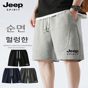 JEEP 와이드 팬츠 남자 반바지 면 바지 5부 트레이닝