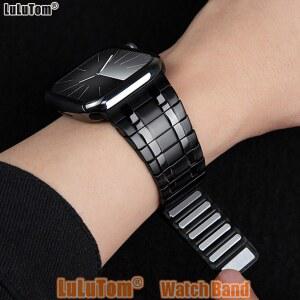 Apple 시계 밴드 용 마그네틱 스테인레스 스틸 스트랩 38mm 40mm 41mm 44mm 42mm 45mm 49mm 럭셔리 티타늄 컬러 팔찌 iWatch 시리즈 9 8 7 6 5 4 3 SE Ultra