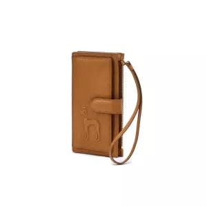 [롯데백화점]헤지스ACC [선물포장] HIHO5F253W2_여성 브라운 가죽 엠보 퍼피 스트랩 장지갑