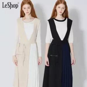 르샵 플리츠 배색 포켓백 뷔스티에원피스