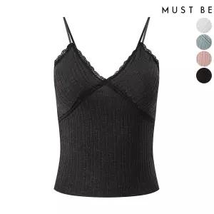 여성 캡내장 골지 레이스 나시