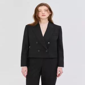 질스튜어트 뉴욕 여성 24FW [품절임박] [SET UP] 블랙 크롭 더블버튼 울혼방 테일러드 자켓 JSJA4D610BK