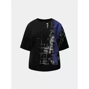 [요하넥스]배색 프린트 탑블라우스_P404297787