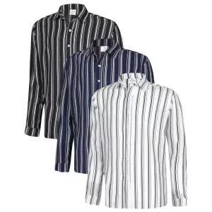 [파파브로] 남자 가벼운 스트라이프 오픈카라넥 긴팔 셔츠 MS-SHA-Q006