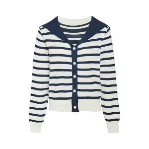 [롯데백화점]제이제이지고트 스트라이프 배색 세일러 칼라 가디건 GR9N1CD901