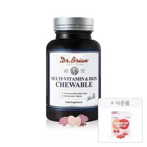 닥터브라이언 멀티비타민&철분 츄어블, 90정(3개월분), 1개 + 증정 (비타민C&D 3000 복숭아맛 15구미, 1개	)