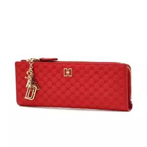 닥스 액세서리 26SS [루이스DD] 레드 DD로고 포인트 소가죽 슬림 2단 장지갑 DCWA6E538R2