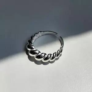 실버925 크로와상 꼬임 볼드 웨이브 오픈 반지 사이즈프리 사이즈조절 오픈링