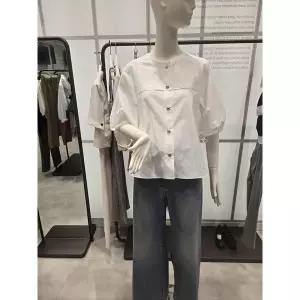 [ZOOC](천안아산점)라운드 썸머 소매 포인트 블라우스 Z252MSC035